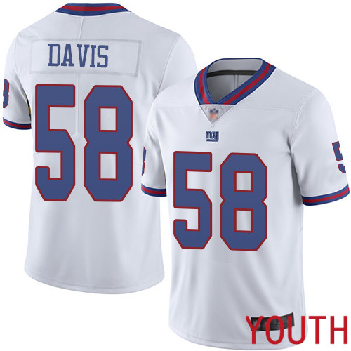 Youth New York Giants 58 Tae Davis Limited White Rush Vapor Untouchable Football NFL Jersey